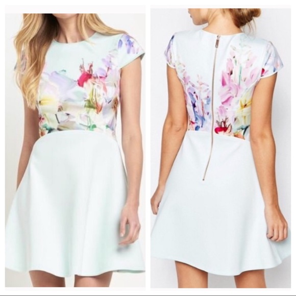 Ted Baker hanging gardenia skater dress mint NWT